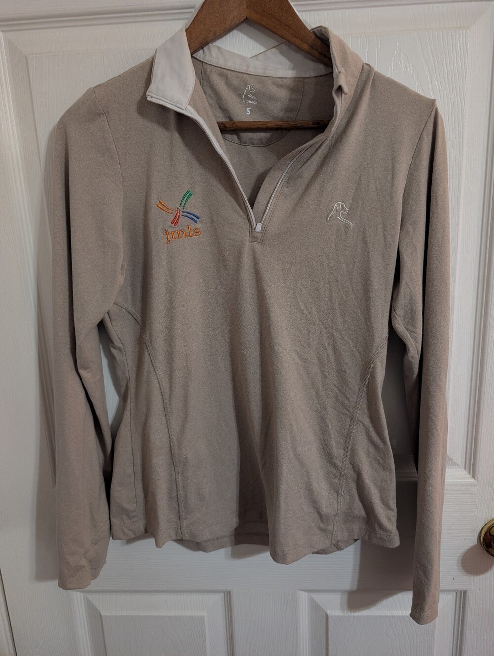Rhoback Womens Pullover Beige 1/4 Zip Active Performance Top Size Medium *logo*